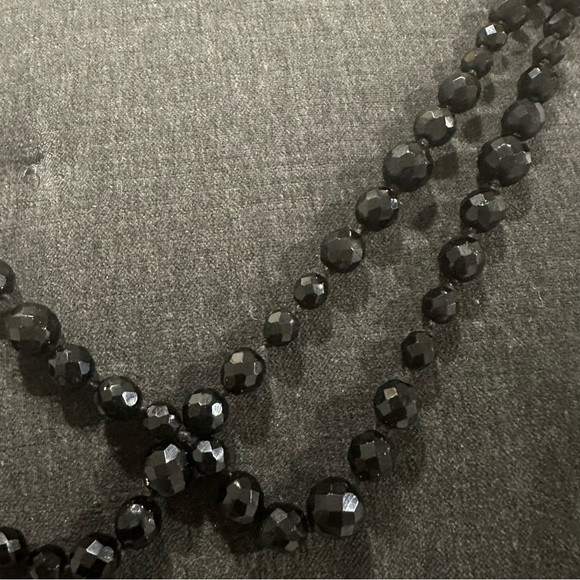 Vintage Jet Black Glass Multi Strand Bead Necklace - Picture 3 of 8
